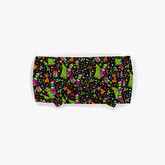 Neon Grump Christmas Bamboo Bow Headband