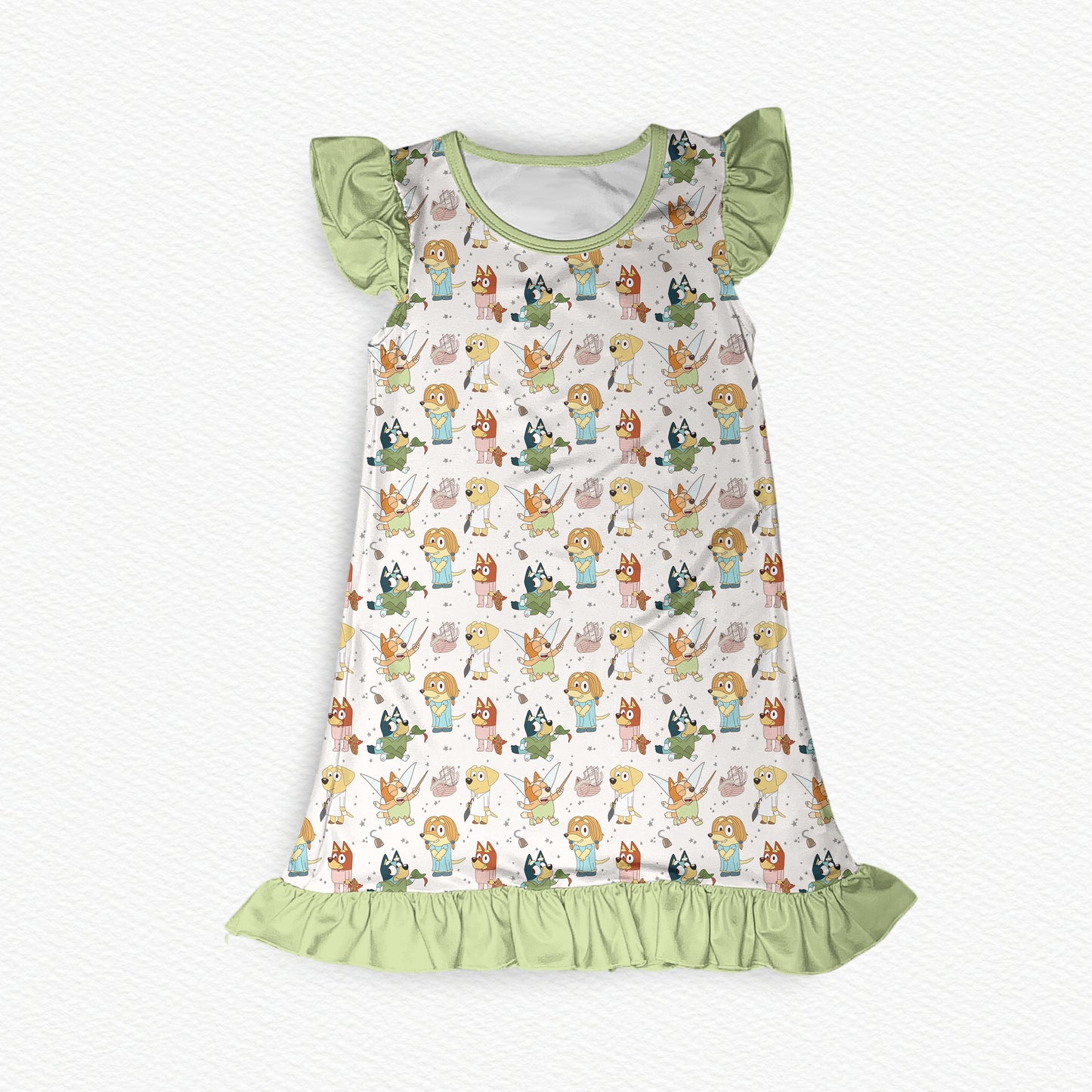 Heelers In Neverland Flutter Sleeve Bamboo Short Sleeve Nightgown