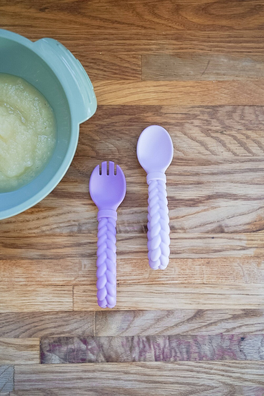 Amethyst + Purple Diamond Sweetie Spoons™ + Fork Set - Itzy Ritzy children's silicone utensils silverware