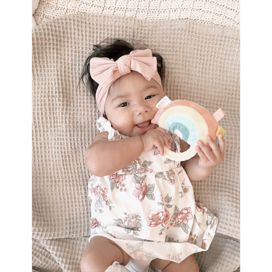 Rainbow Ritzy Rattle Pal™ Plush Rattle Pal with Teether - Itzy Ritzy silicone baby infant teething toy rattle