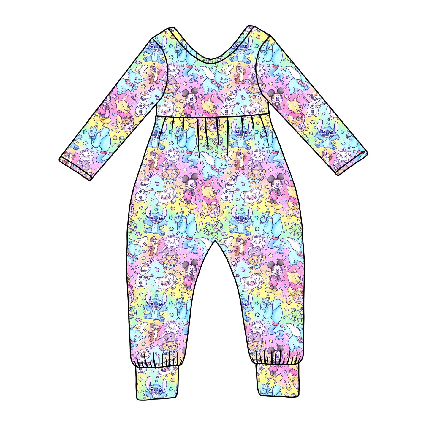 Sidekick Symphony Watercolor Bamboo Long Sleeve Day Romper