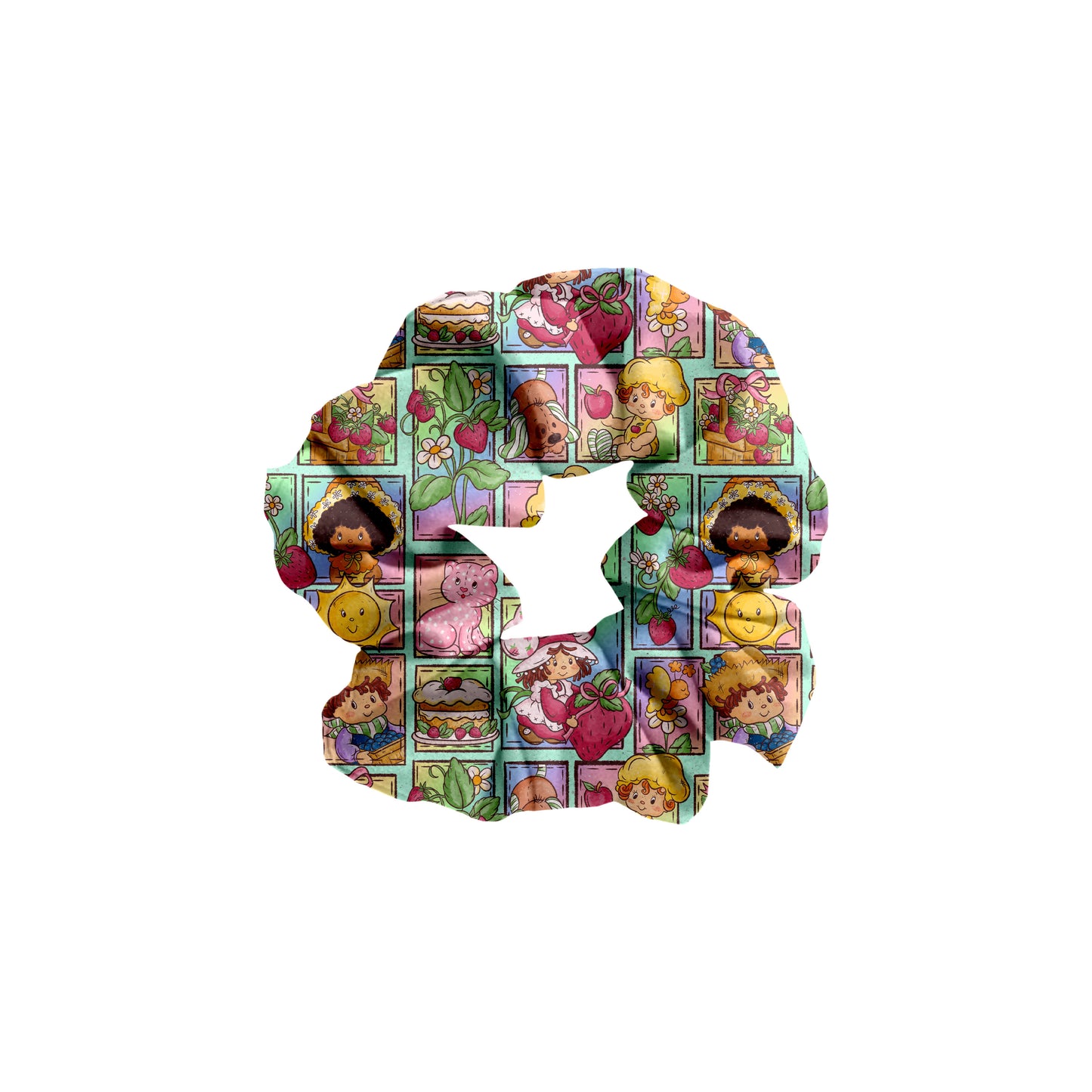 Strawberry Patchwork Bamboo Scrunchie