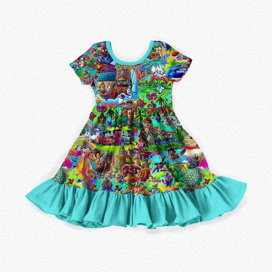 The Park Toons Bamboo Short Sleeve Ruffle Dress