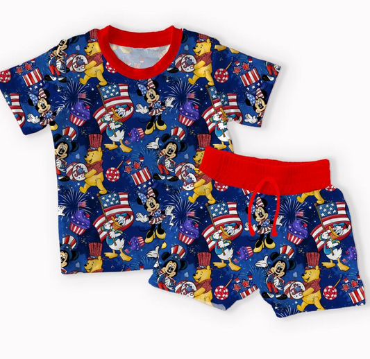 Red, White, and Magic Bamboo T-shirt & Shorts Set
