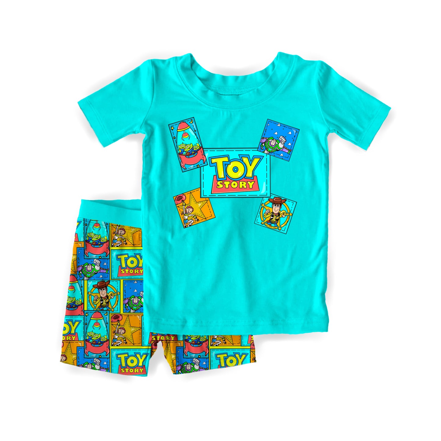Patchwork Toys Bamboo Short Sleeve Shorts Two Piece Pajama Set