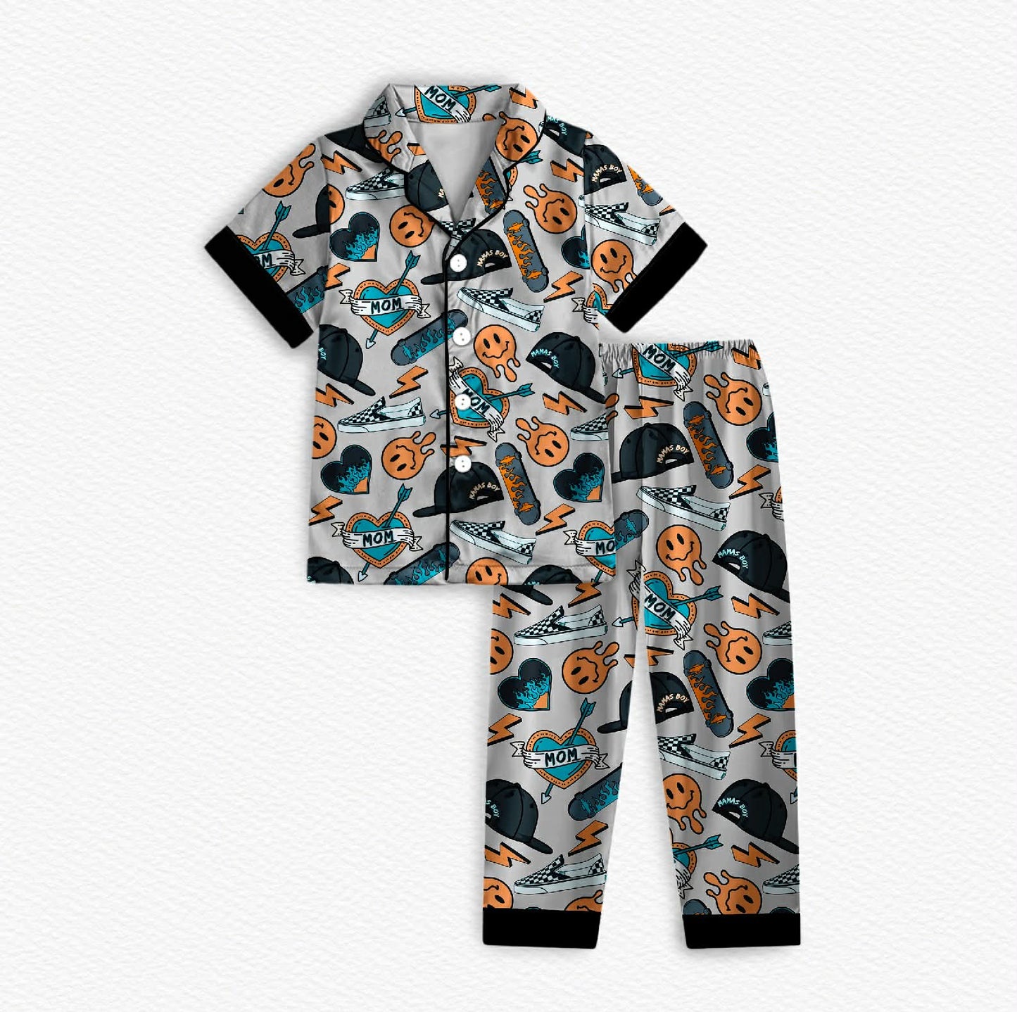 Mama's Skater Boy Bamboo Short Sleeve & Pants Lounge Set