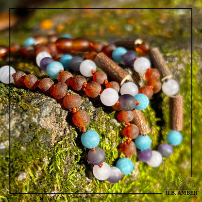 Mermaid Mix + Raw Cognac Amber Necklace