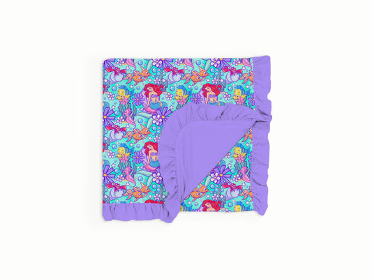 Part of Your World Watercolor Ruffle Bamboo Blanket