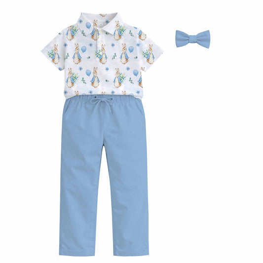 Peter Rabbit Blue Bamboo Youth Dapper Polo Set