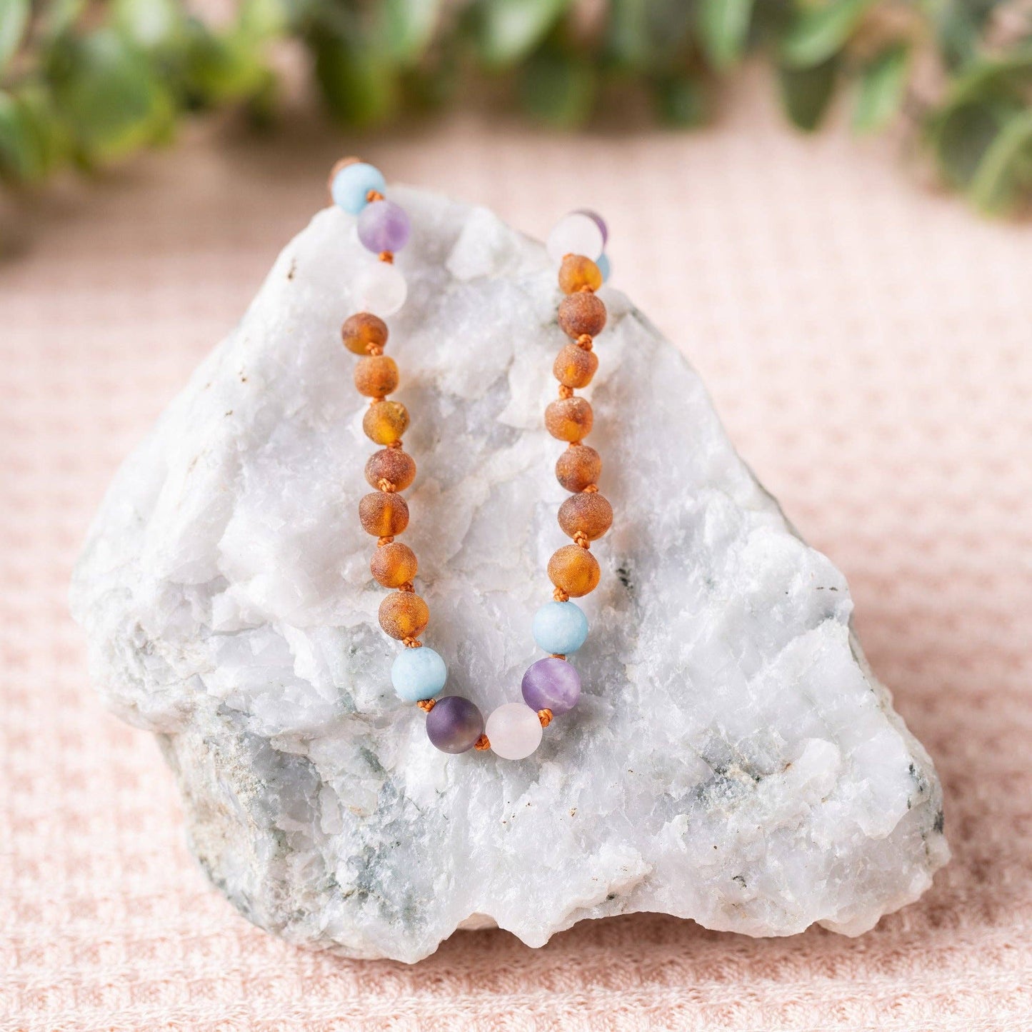 Mermaid Mix + Raw Cognac Amber Necklace
