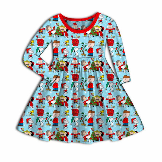 Snoopy Claus Bamboo Long Sleeve Twirl Dress