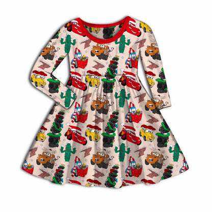 Kachow Christmas Bamboo Long Sleeve Twirl Dress