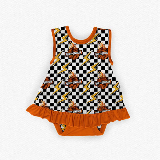 My Daddy Rides A Harley Bamboo Tank Ruffle Dress Bodysuit