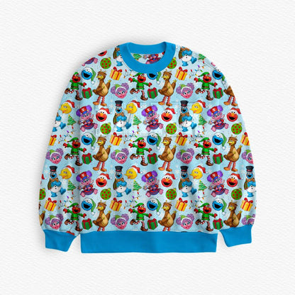 Sesame Street Secret Santa Bamboo Adult French Terry Crewneck