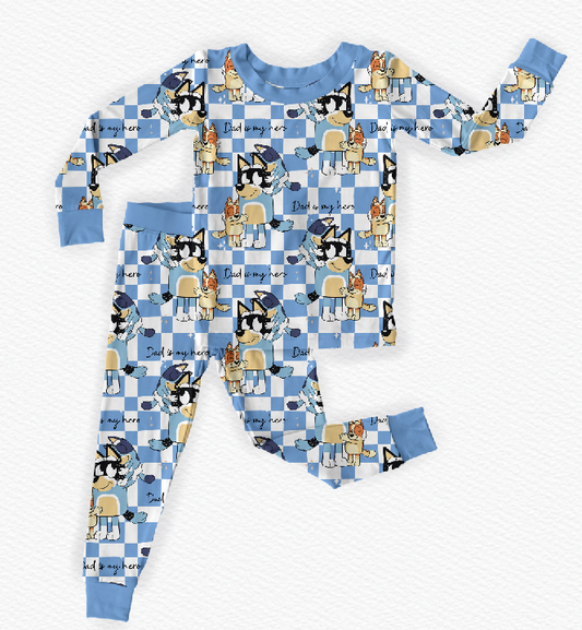 Dad Is My Hero Bamboo Long Sleeve Two Piece Pajama Set