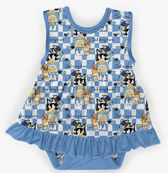 Dad Is My Hero Bamboo Tank Ruffle Dress Bodysuit