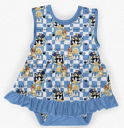 Dad Is My Hero Bamboo Tank Ruffle Dress Bodysuit