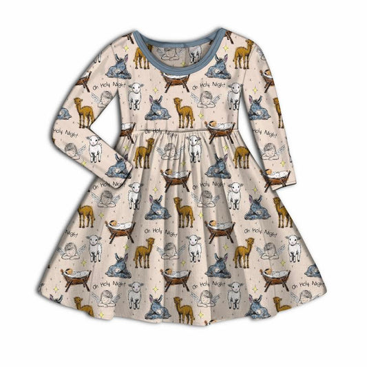 Oh Holy Night Bamboo Long Sleeve Twirl Dress