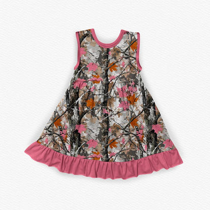 Pink Camo Bamboo Tank Ruffle Dress