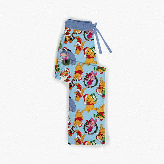 100 Acre Wood Winter Wonderland Bamboo Adult Straight Leg Style Pants