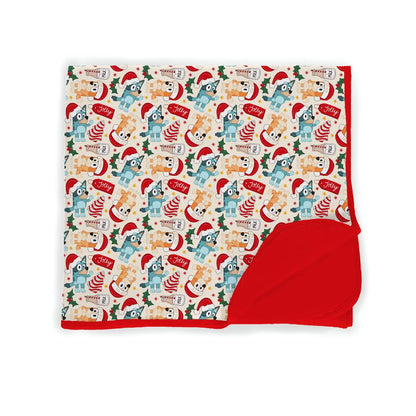 Christmas With The Heelers Double Layered Bamboo Blanket