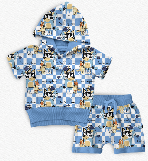Dad Is My Hero Bamboo Hooded Tee & Jogger Shorts Set
