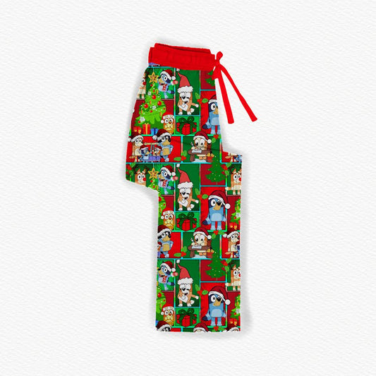 Holly Jolly Heelers Bamboo Adult Straight Leg Style Pants