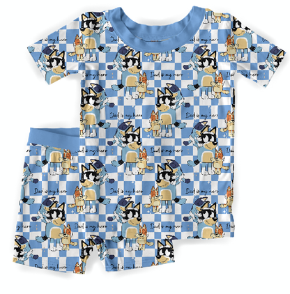 Dad Is My Hero Bamboo Short Sleeve & Shorts Two Piece Pajama Set