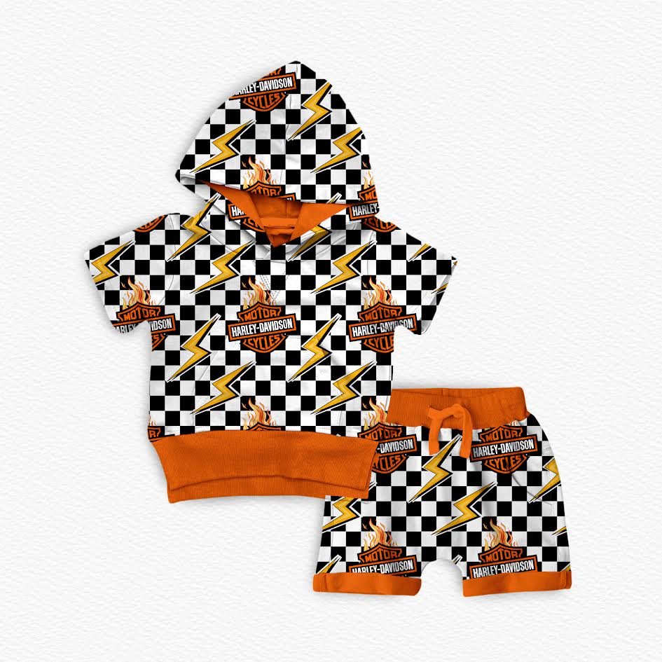 My Daddy Rides A Harley Bamboo Hooded Tee & Jogger Shorts Set