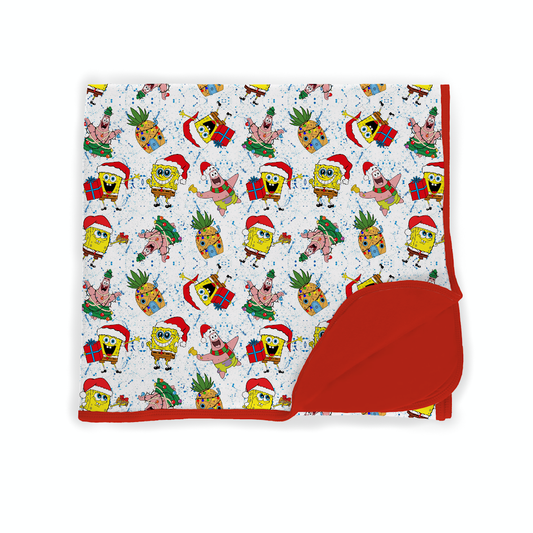 Christmas In Bikini Bottom Double Layered Bamboo Blanket