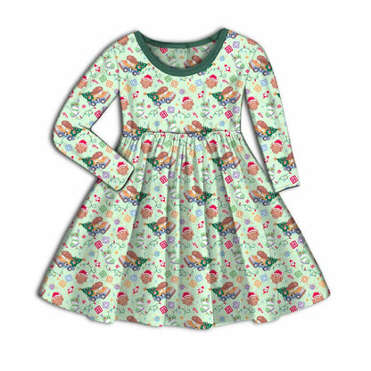 Andy's Christmas Wish Bamboo Long Sleeve Twirl Dress