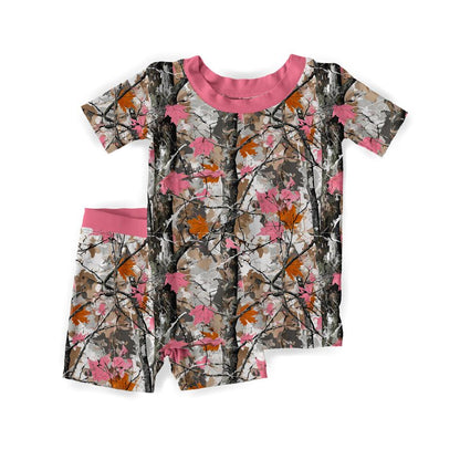 Pink Camo Bamboo Short Sleeve & Shorts Two Piece Pajama Set