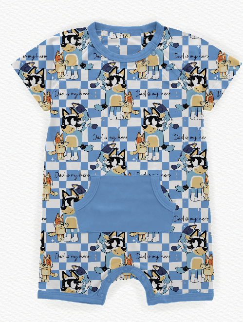 Dad Is My Hero Bamboo Snap Pocket Romper