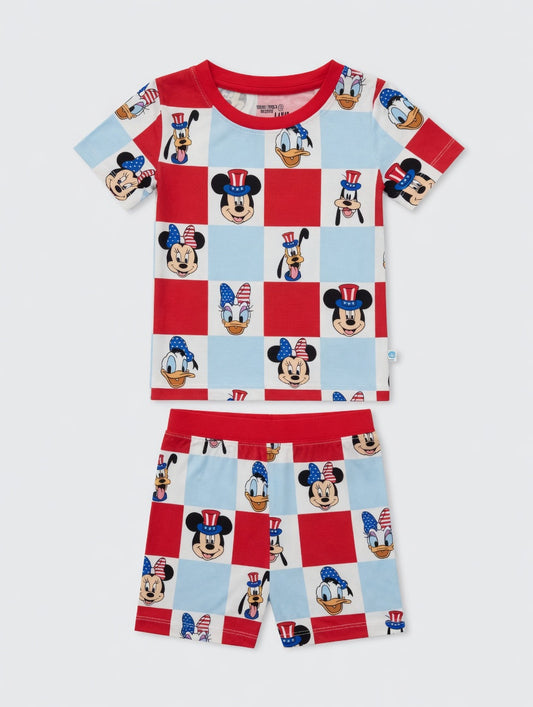 Checkered Disney 4th Bamboo Short Sleeve & Shorts Two Piece Pajama Set
