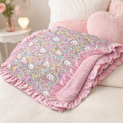 Hello Kitty Fur Backed RUFFLE Bamboo Blanket