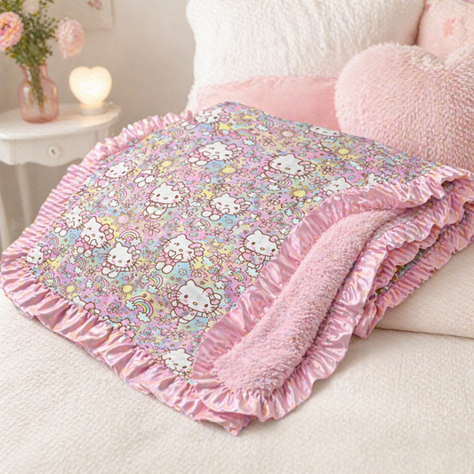 Hello Kitty Fur Backed RUFFLE Bamboo Blanket
