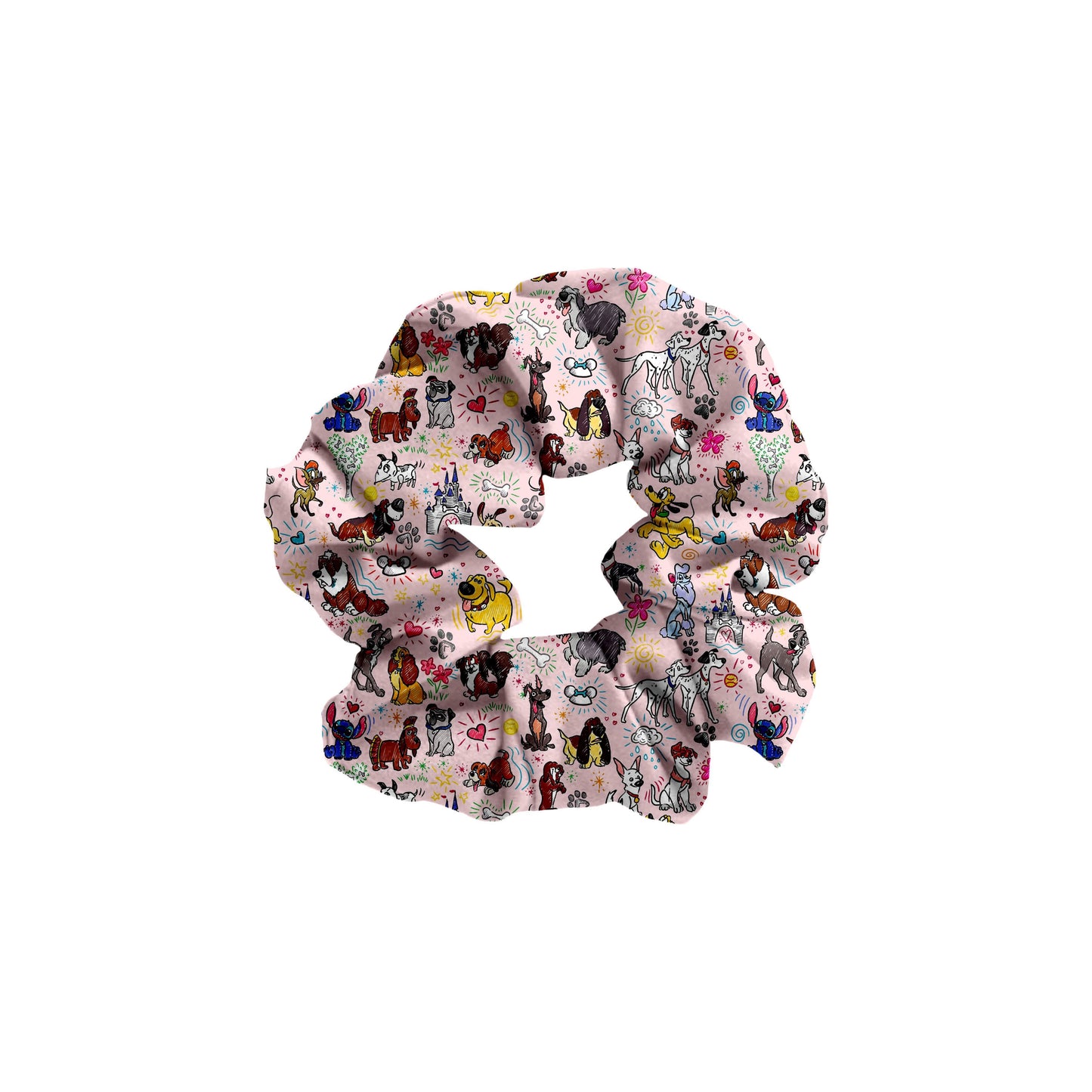 Pink Pups Bamboo Scrunchie