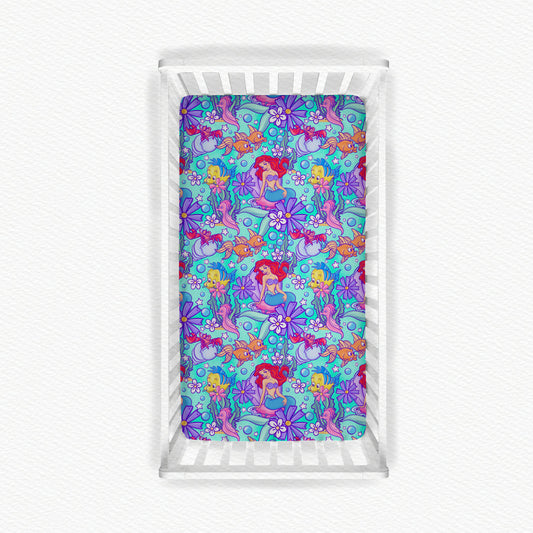 Part of Your World Watercolor Bamboo Crib Sheet