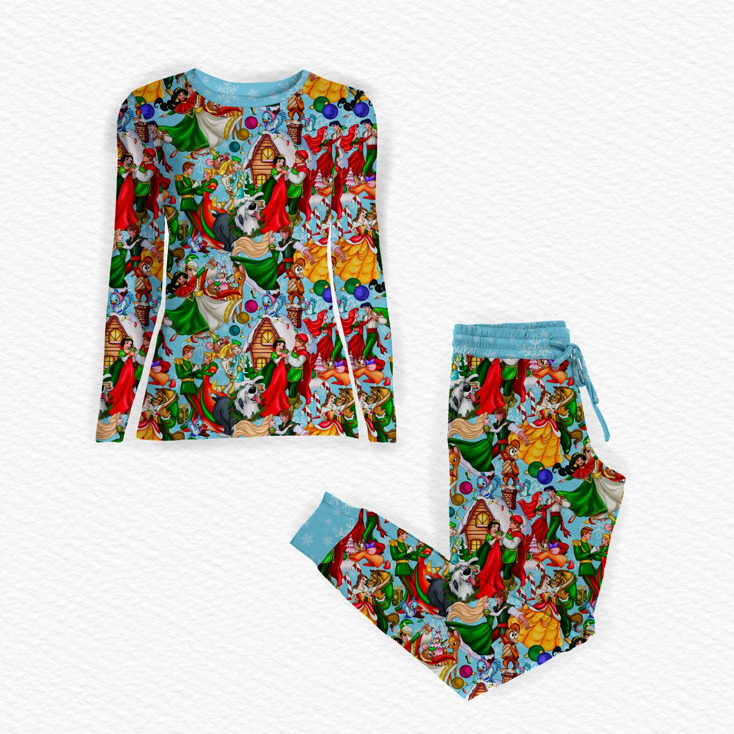 Princess Christmas Bamboo Adult Jogger Style Sleep Set