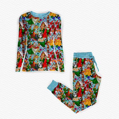 Princess Christmas Bamboo Adult Jogger Style Sleep Set