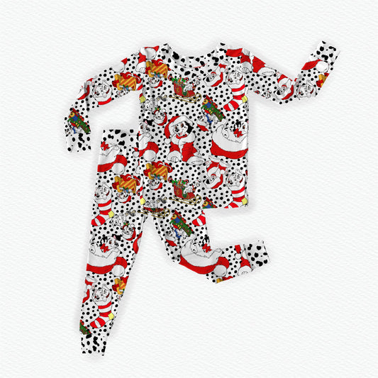 Dalmatian Christmas Bamboo Long Sleeve Two Piece Pajama Set