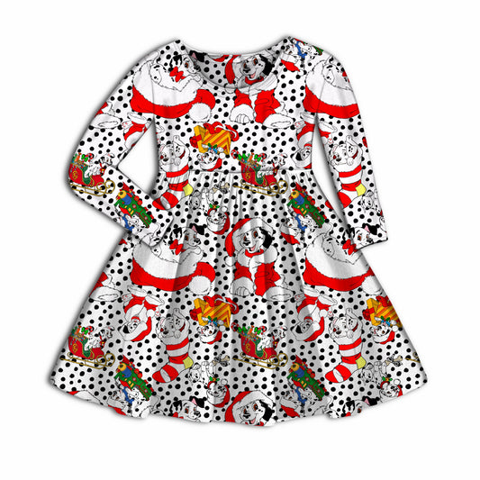 Dalmatian Christmas Bamboo Long Sleeve Dress