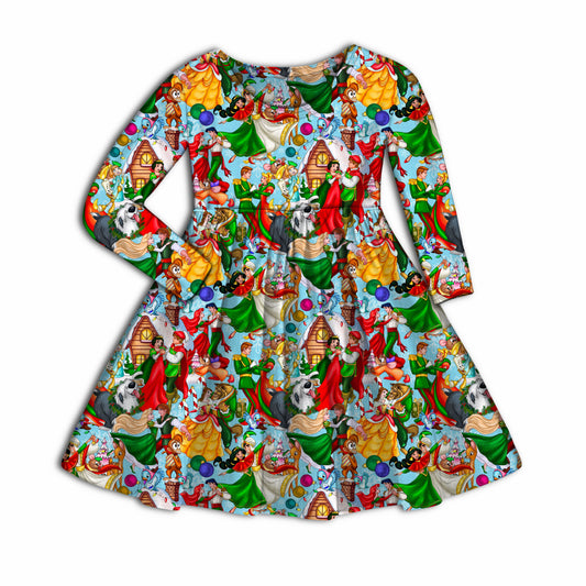 Princess Christmas Bamboo Long Sleeve Dress
