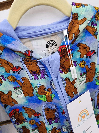 Big Blue House Bear Hooded Bamboo Zippy Pajamas