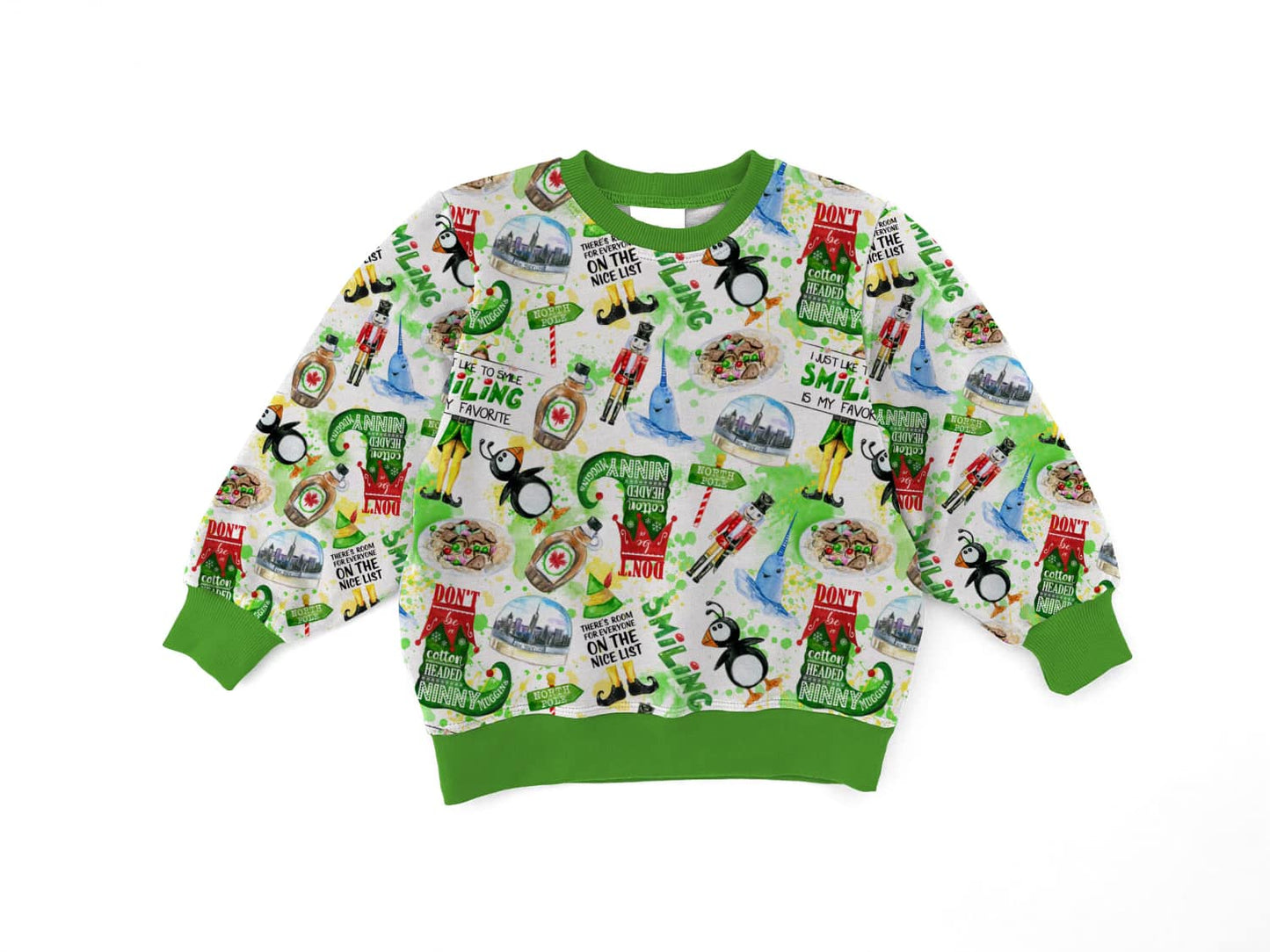Ninny-Muggins Elf Christmas Bamboo Terry Crewneck