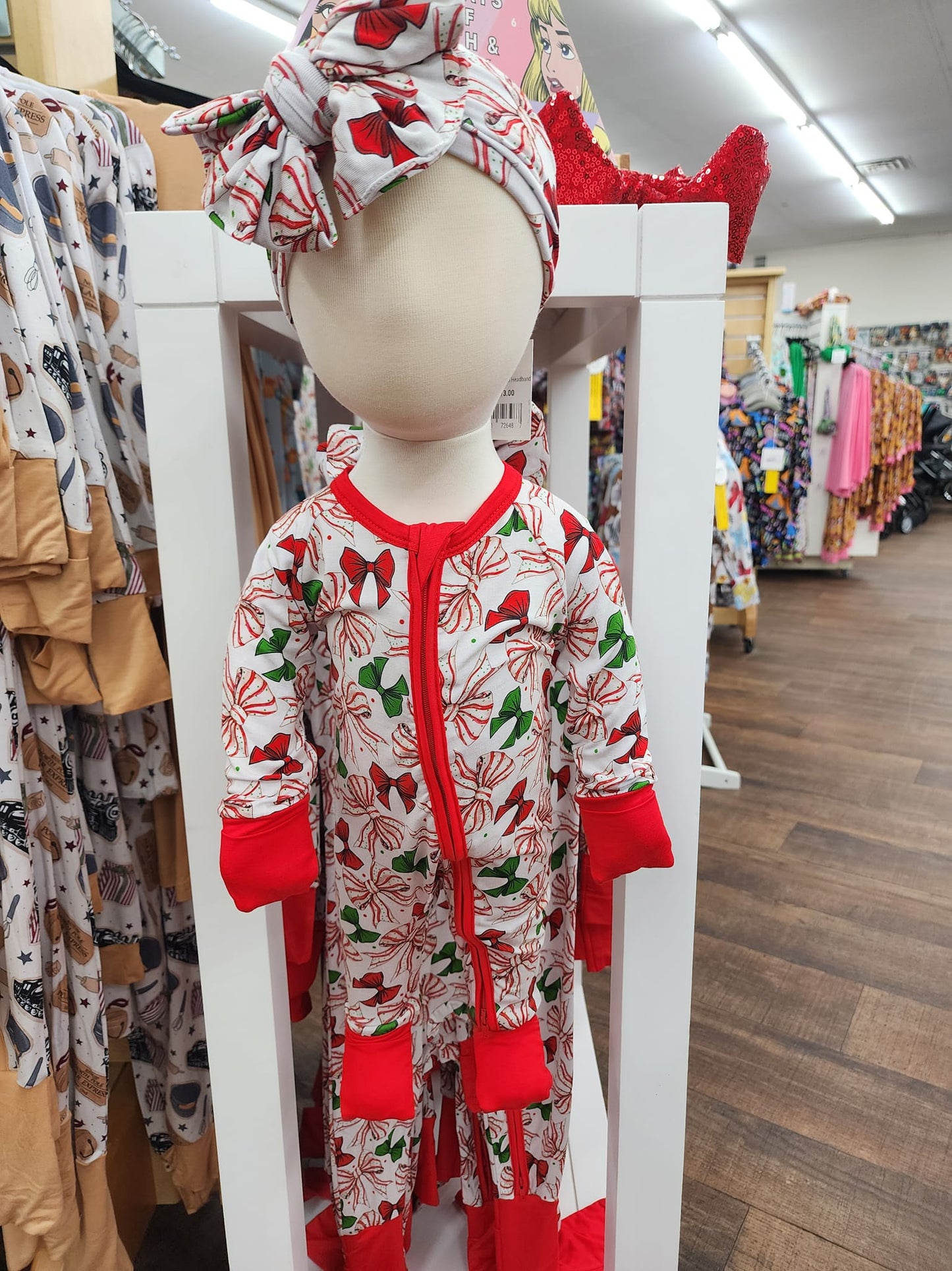 Christmas Bows Bamboo Zippy Pajamas
