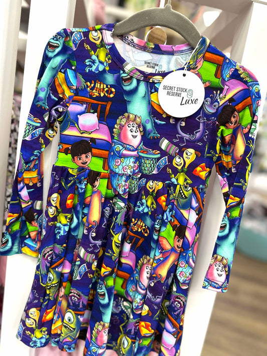 Neon Monsters Inc Bamboo Long Sleeve Dress