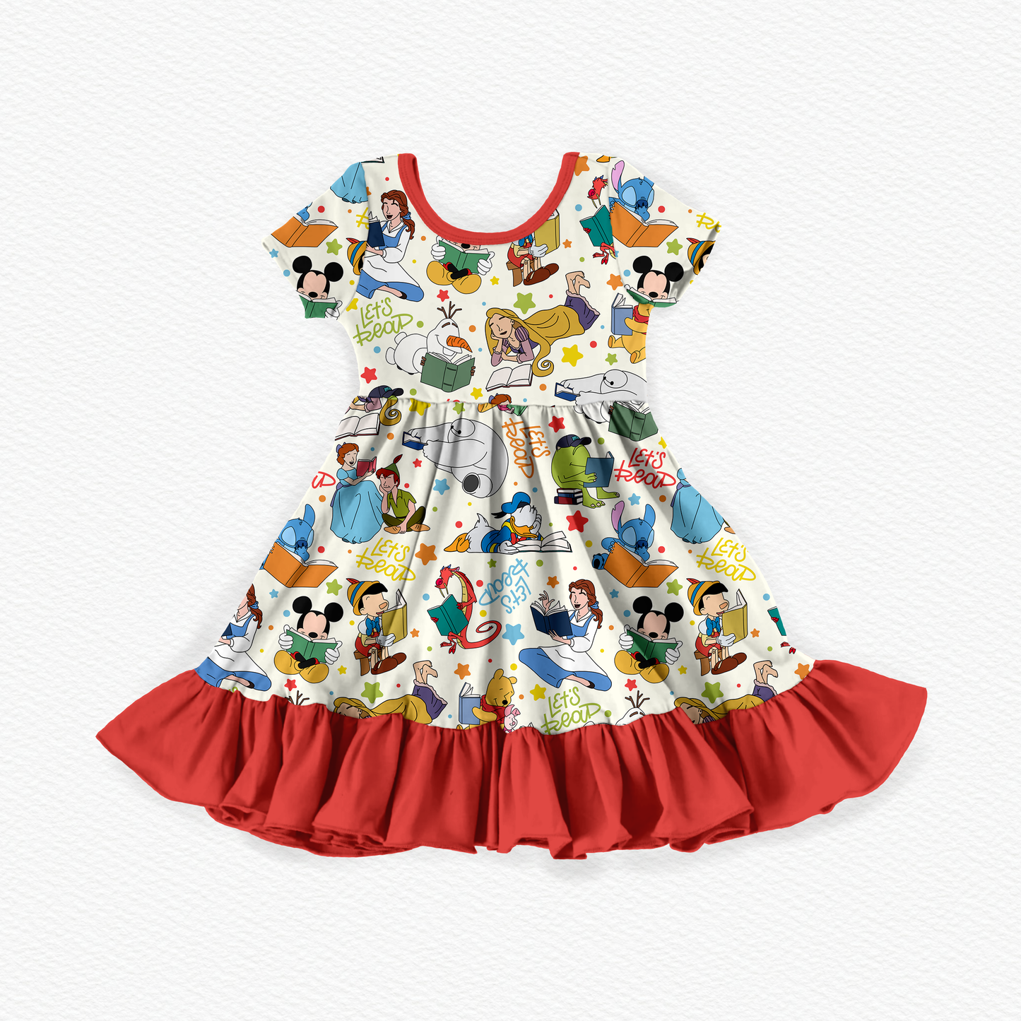 Let's Read Bamboo Short Sleeve Ruffle Dress