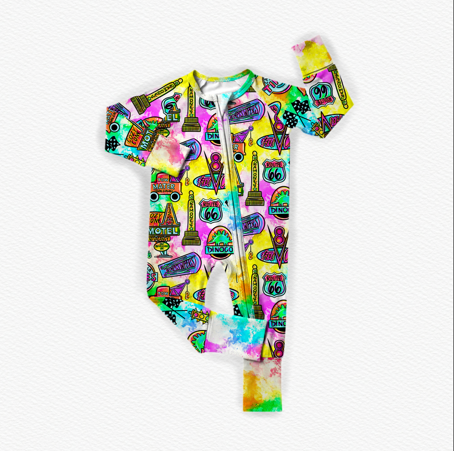 Route 66 Watercolor Bamboo Zippy Pajamas
