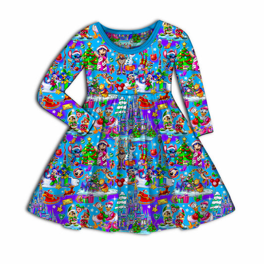 Walt's Winter Wonderland Bamboo Long Sleeve Twirl Dress